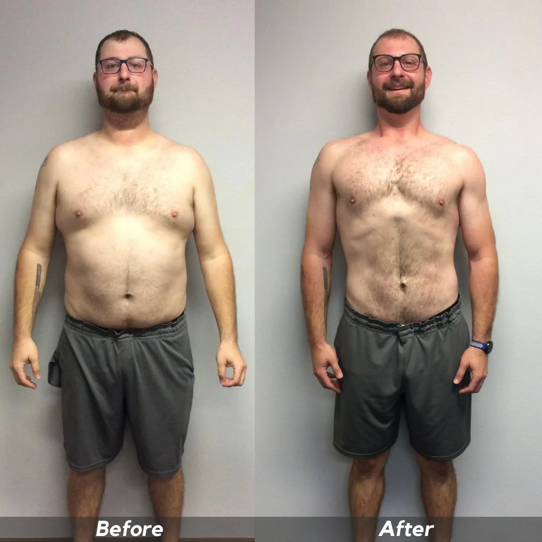 Customer before and after 12 weeks of Iron Haul Gorilla Bar training
